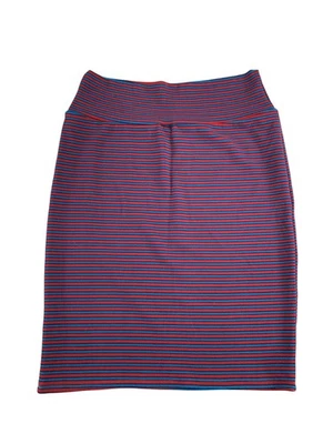 Falda Lularoe Cassie Mujer XL Azul Rojo Rayas Pull On Lápiz Elastizada Nueva con Etiquetas Foto 1 de 4