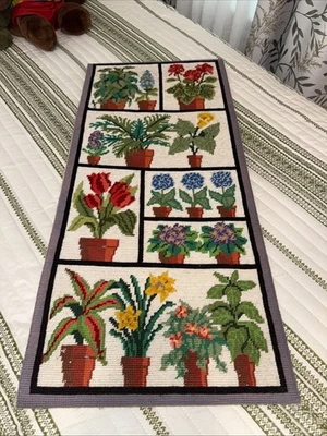 "Planta de casa en maceta vintage Meredith Gladstone Crewel Needlecraft años 70 29,5""X13" Foto 1 de 4
