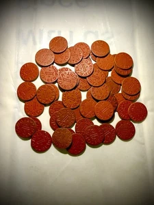WWII OPA RATION TOKENS Lot Of  54 RED MEAT Common & Uncommon - Picture 1 of 1