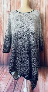 Women’s 2X Sweater Tunic Chelsea Theodore Heavyweight Glittered Asymmetrical Hem - Picture 1 of 11