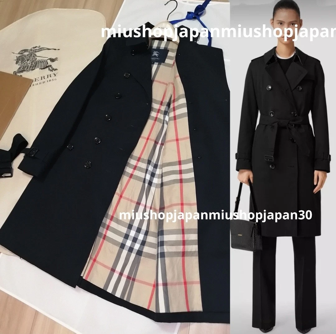 バーバリートレンチコート　ブラック　ネイビー　Burberrys.London Long Waterloo Heritage Trench Coat in Coal blue - Women, Cotton