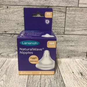 Lansinoh NaturalWave Babyflaschen-Brustwarzen, langsamer Fluss, Größe S, Anti-Colic, 2 Stück - Bild 1 von 6