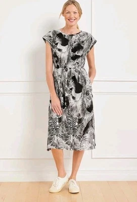 NUEVO CON ETIQUETAS $129 Vestido Midi Talbots Elastizado Tejido Cordón elástico Cintura UPF 50 1X NUEVO Foto 1 de 4