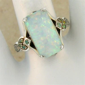 Fashion Silver White Fire Opal Ring Women Wedding Proposal Jewelry Size 5-11 - Picture 1 of 13