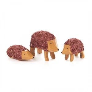 German Wood MINIATURE Hedgehog 3 Piece Set Handcrafted in Erzgebirge Germany New - Picture 1 of 1
