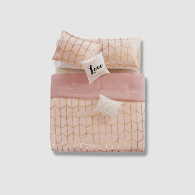 Intelligent Design Pink King/Cal King Size Comforter Set 5-Piece - Image 1 of 3