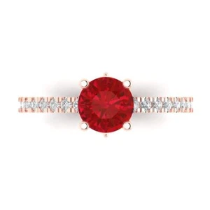 1.465Ct Round Cut Simulated Pink Tourmaline Engagement Ring, 14K Rose Gold - Picture 1 of 11