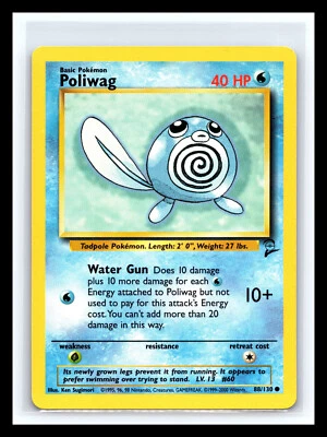 🔥 POLIWAG BASE 2 NON HOLO FOIL - 1999 POKEMON TCG VINTAGE CARD # 88/130 - Image 1 of 2