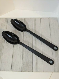 NEW Set 2 Tailor Made Products Black Nylon Plastic Solid Spoons 11 1/2" Basting - Picture 1 of 4