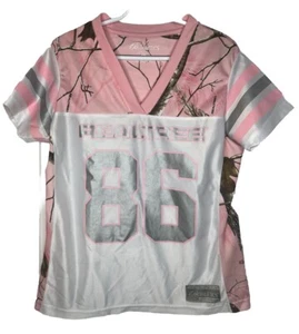 Women's Realtree Earthletics "Realtree 86" 30th Anniv. Football Jersey Pink Camo - Picture 1 of 11
