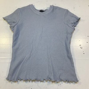 BRANDY MELVILLE Stretch Strick Tee T-SHIRT Damen One Size Blau Made in Italy - Bild 1 von 4