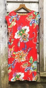 RALPH LAUREN Knit Sleeveless Cap Sleeve Floral Shift Dress Red Multi Sz 4(Offer - Picture 1 of 14