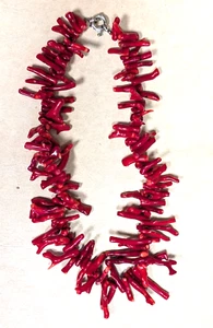 Vintage Red Branch Coral Necklace, 20 Inch Strand of Red Italian Coral - Picture 1 of 7