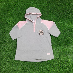 Cute St-Louis Cardinals Hooded Henley Shirt Teens XS 16x21 Colorblock Gray Pink
