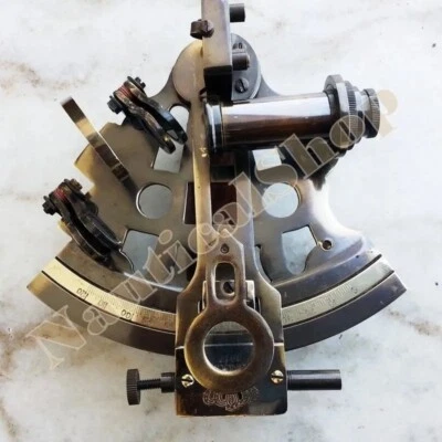 Sextante Marítimo de Trabajo Latón Náutico 4"" con Caja de Madera Decoración Artículo Regalo Foto 1 de 4