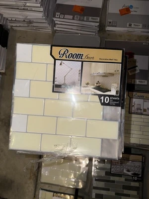 Настенные плитки Peel And Stick желтые и белые 12 x 12 дюймов упаковка 10 шт. - Изображение 1 из 2