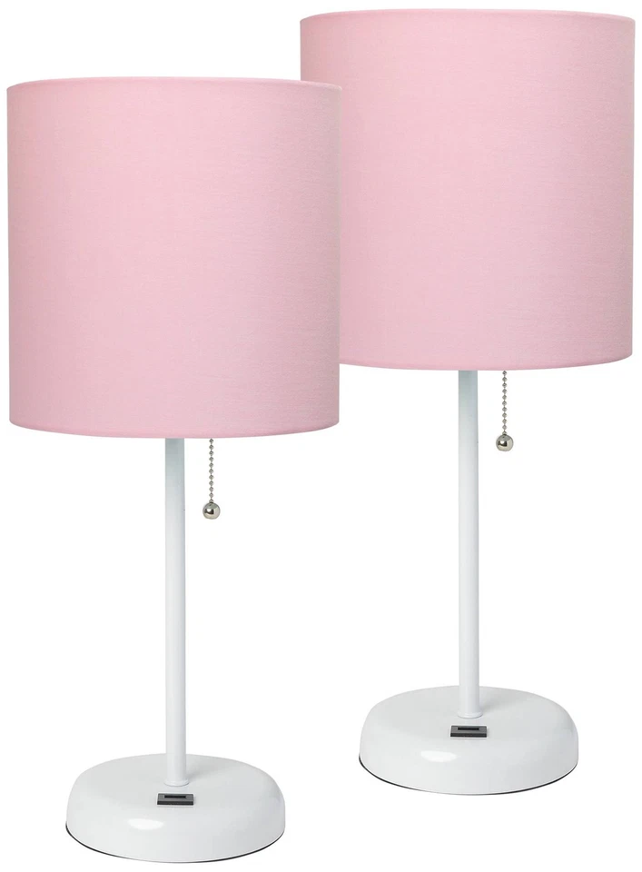 LimeLights 19 1/2" High White and Pink USB Accent Lamps Set of 2 - Image 1 of 1
