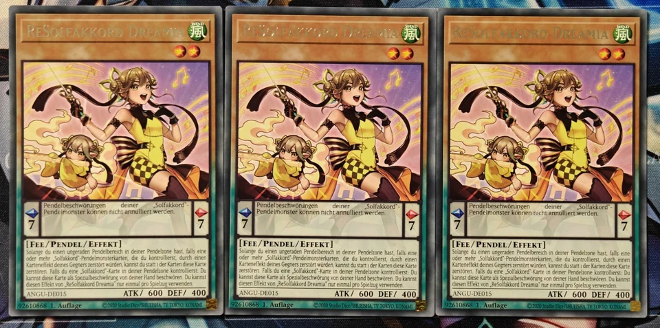 Yu-Gi-Oh 3x ReSolfakkord Dreamia ANGU-DE015 - Rare - Playset - 1. Auflage - Bild 1 von 1