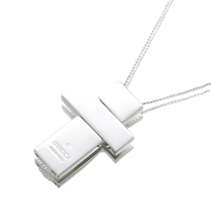 Gucci Trademark Cross Pendant Long Necklace AG925 Silver 69cm unisex - Picture 1 of 7