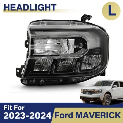 LED Headlight For 2023 2024 Ford Maverick w/ LED DRL Left Driver Side Black Foto 1 de 4