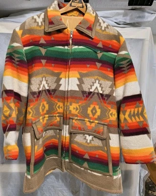 Rare Vintage 40's 50's Pendleton Coat  Navajo Southwest Wool 52 XL Fully Lined - Image 1 of 4