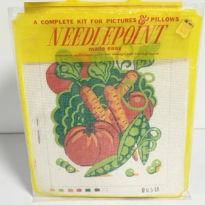 Kit de punta de aguja vintage Kugel-Vogart hecho fácil verduras imagen almohada lona Foto 1 de 4