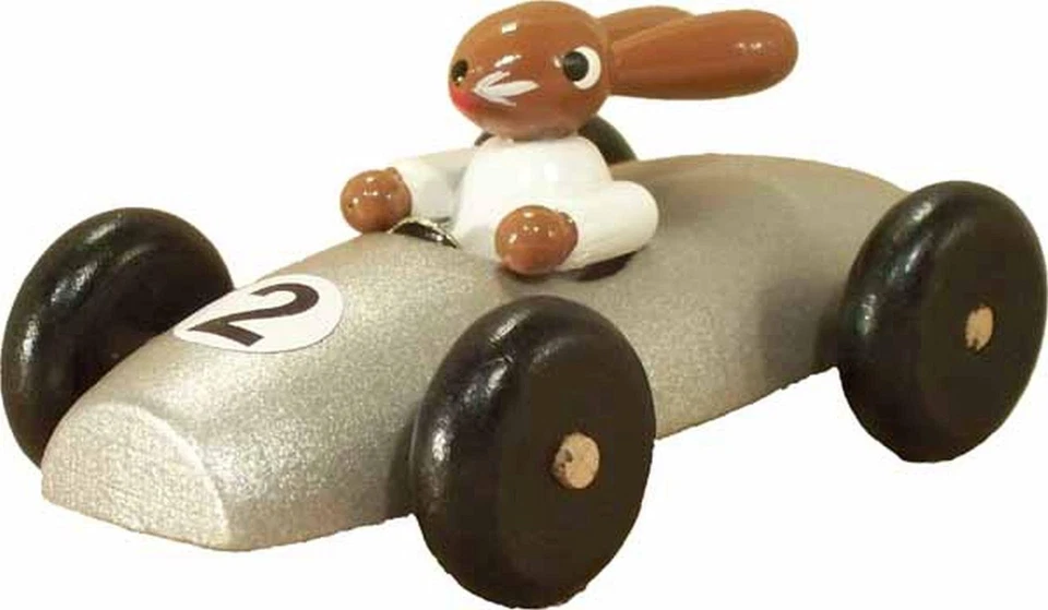 Auto Corsa Coniglietto Decorazione Pasquale Argento 3cm Nuovo Tavolo Erzgebirge - Immagine 1 di 1