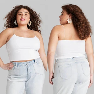 1X - 2 PACK Womens Cropped Cami Tank Top - Wild Fable - White - Picture 1 of 9