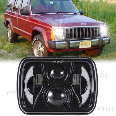 NEW 5X7" 7x6" LED Headlight For 1986-1995 Jeep Wrangler YJ 1984-2001 Cherokee XJ - Image 1 of 4