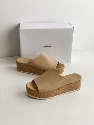 ✨New VINCE James B Leather Platform Slide Sandals Cappuccino Womens Size 10M NIB - Image 1 of 4