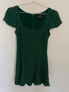 REFORMATION Mini Green Polka Dot Dress Size 2 - Picture 1 of 7