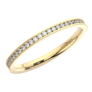 Pave Set Round Brilliant Cut Diamonds Half Eternity Wedding Ring 9K Yellow Gold