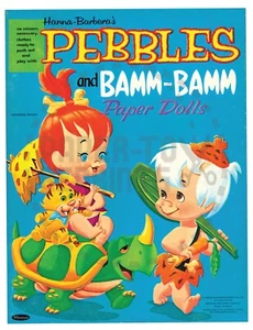 REPRINT - FLINTSTONE - PEBBLES AND BAMM-BAMM PAPER DOLLS - BLUE BOOK - REPRINT - Picture 1 of 11
