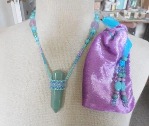 Aventurin Massagestab Perlenkette mit Amethyst Amazonit Edelstein Perlen - Bild 1 von 10