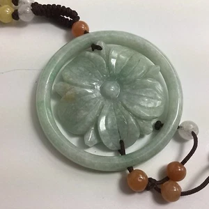 Light Than Jadeite Flower / Star Translucent Pendant - Picture 1 of 9