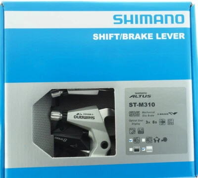 Shimano Altus ST-M310 MTB Flat Bar Shift/Brake 3x8s Levers Set Silver, 2 Finger - Image 1 of 4