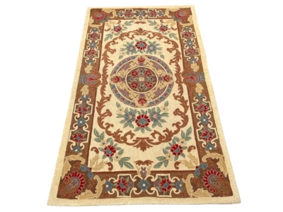 Alfombra estilo Aubusson francesa vintage puntada de cadena alfombra decoración de lana bohemia 3x5 pies Foto 1 de 4