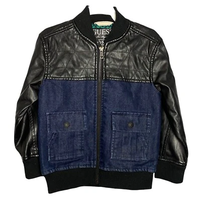 Chaqueta vaquera Guess de cuero vegano sintético para niños talla pequeña 4 cremallera completa Foto 1 de 4