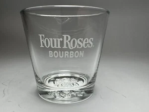 Four Roses Bourbon Whiskey Glass 3" Clear Barware VTG Rocks Tumbler No Chips - Picture 1 of 5