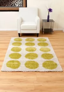 Abacus-Modern Thick Rug Pattern-Beige with Green Dots 120x170cm-RUG072/170 - Picture 1 of 3