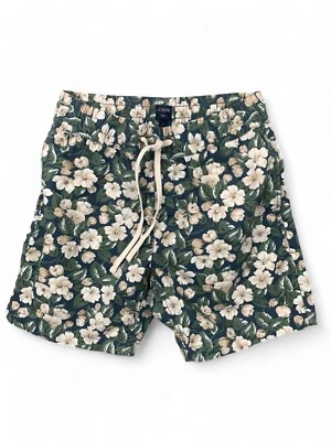 J. Шорты для экипажа с цветочным рисунком эластичные на талии шнурки синие тропический хлопок размер S - Изображение 1 из 4