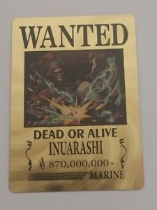 Inuarashi One Piece Wanted Poster Gold Premium Metal Card
