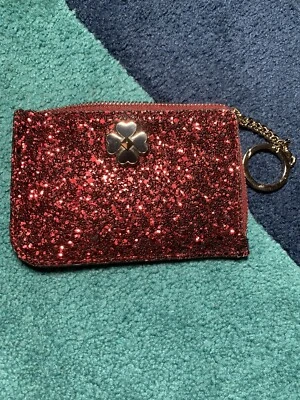 Kate Spade New York Odette Brillo Med L-Zip Tarjeta FUNDA Bolsa para llaves Rosa/Rojo Lote Foto 1 de 4