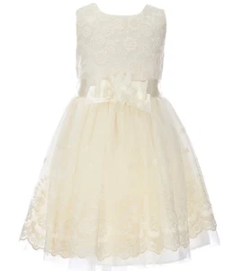 NWT Bonnie Jean Girls Size 5 Ivory Lace Floral Special Occasion Dress - Picture 1 of 2