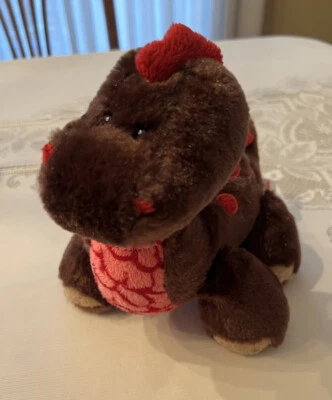 Cocoa Dinosaur Hand Webkinz Brown Pink HM338 Brown PStuffed Animal Toy No Code - Image 1 of 4