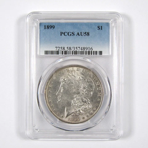 1899 Morgan Dollar AU 58 PCGS 90% Silver $1 Coin SKU:I8686 Cover