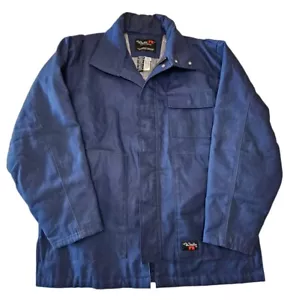 Walls FR Fire Resistant Work Wear Jacket LARGE Mens Navy Blue Uniform Lined NEW - Picture 1 of 8