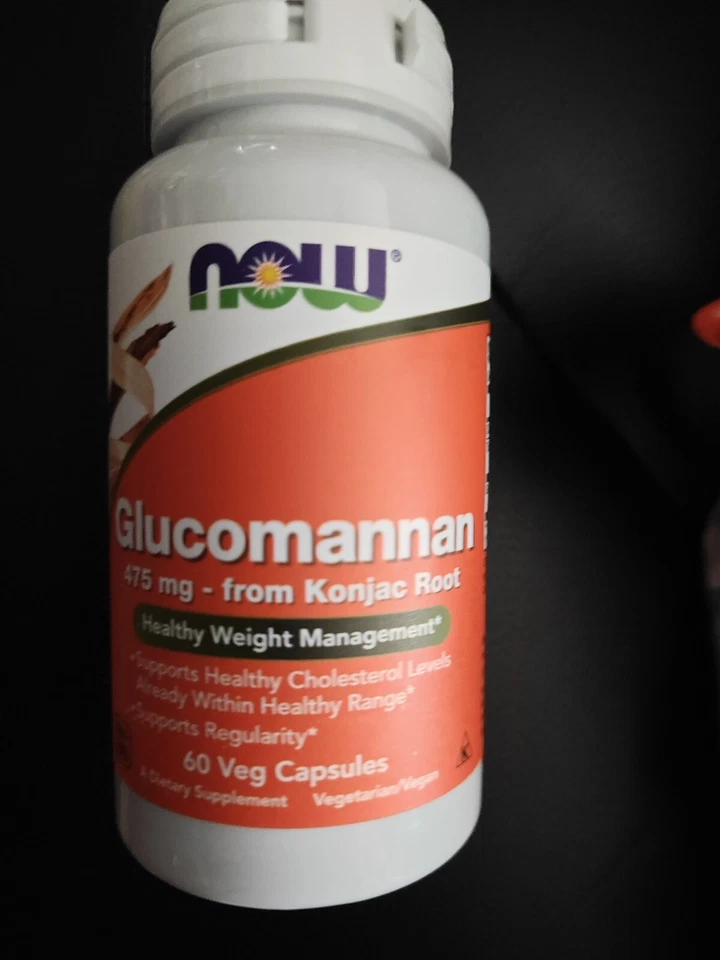 Glucomannan selado 475 mg 1 frasco de 60 tampas raiz Konjac 8/26 validade - Imagem 1 de 1