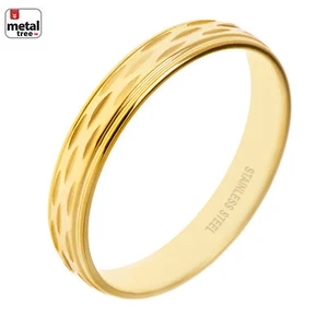 NEW Men's Women's 4 MM Stainless Steel Wedding Band Classic Diamond CUT Ring  - Picture 1 of 6