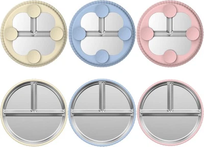 Edelstahl Kinderteller 3 Fächer 23 cm rutschfest BPA-frei 3 Stück mit Saugnapf - Bild 1 von 4